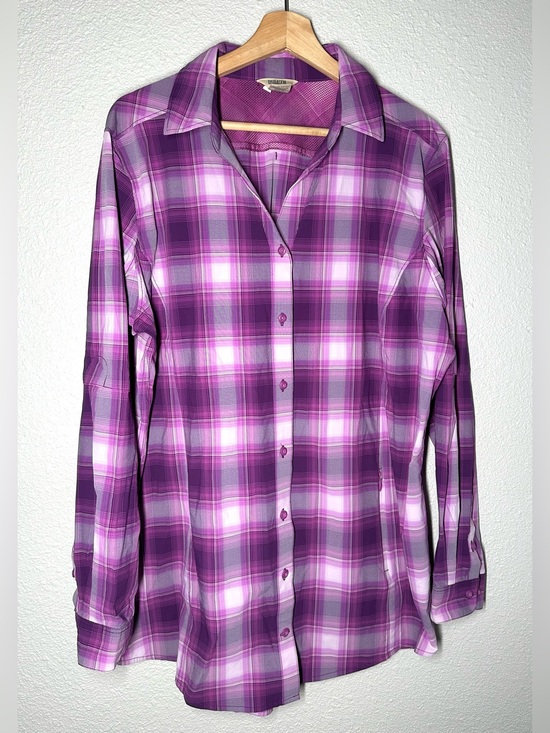 Tops - Duluth Trading Co Sidewinder Purple Plaid Roll Tab Sleeve Vented Hiking Shirt XL